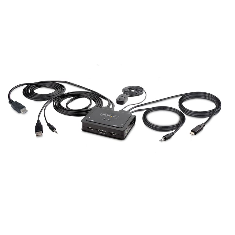 StarTech.com Switch KVM Hybride USB C à 2 Ports 4K60Hz Commutateur KVM Commutateur écran clavier audioUSB compact 2 x KVM / audio / USB 1 utilisateur local de bureau - vue 2