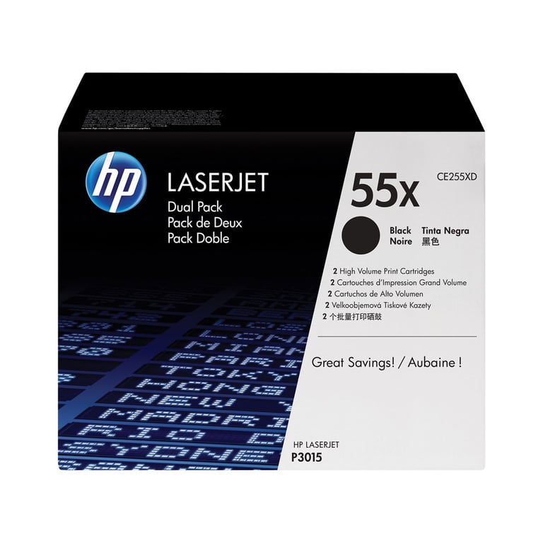 HP 55X Pack de 2 à rendement élevé original LaserJet cartouche de toner CE255XD pour LaserJet Enterprise MFP M525 LaserJet Enterprise Flow MFP M525 LaserJet Managed MFP... - vue 2
