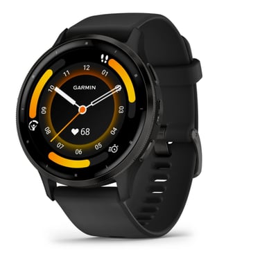 Reloj conectado Garmin Venu 3 de 45 mm en acero inoxidable gris, caja negra y correa de silicona negra