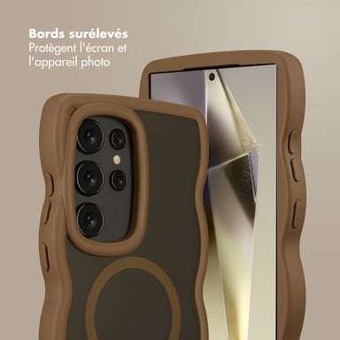 Selencia Coque arrière Wavy avec MagSafe pour Samsung Galaxy S24 Ultra - Mocha Brown