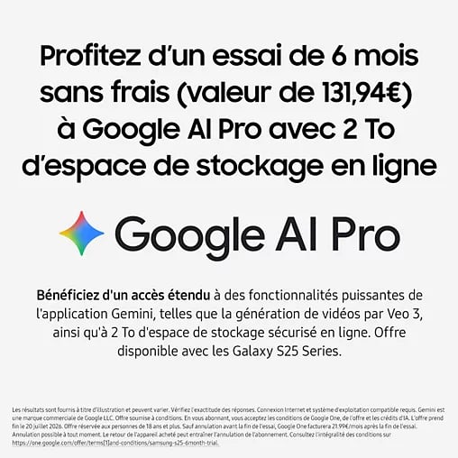 Galaxy S25 FE (5G) 128 Go, Bleu Nuit - Neuf