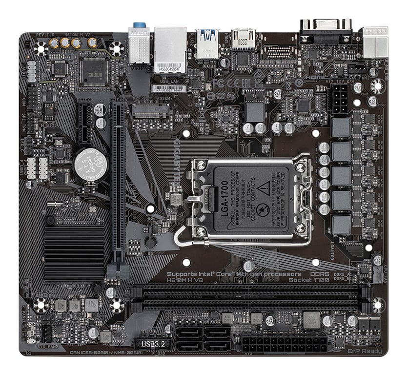 GIGABYTE H610M H V2 carte mère Intel H610 Express LGA 1700 micro ATX Neuf - vue 2
