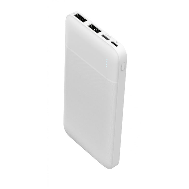 Batterie de Secours Blanche 10 000mAh [ Travel Power Bank Externe ] Sortie 2 Ports USB-A