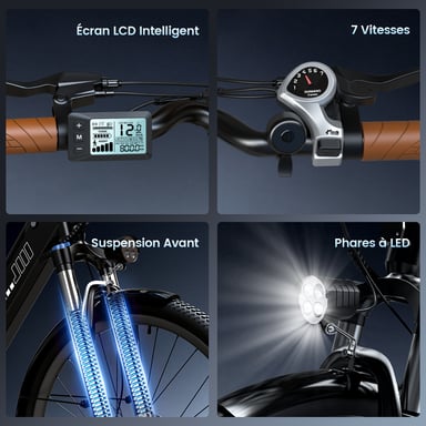 Vélo électrique urbain iScooter Ucitys, batterie 36 V 13 Ah, contrôle via application - Blanc