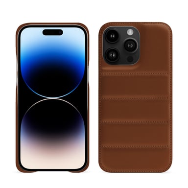 Coque matelassée Apple iPhone 15 Pro Max -  - Marron - Cuir lisse