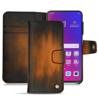 Housse cuir Oppo Find X -  - Marron - Cuir patine
