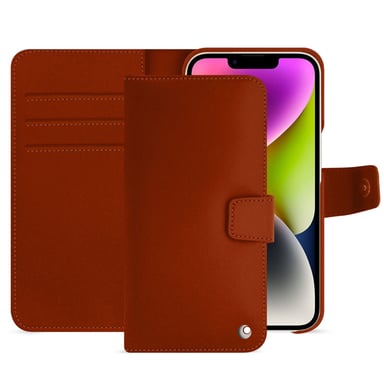 Housse cuir Apple iPhone 15 Plus -  - Orange - Cuir vegan