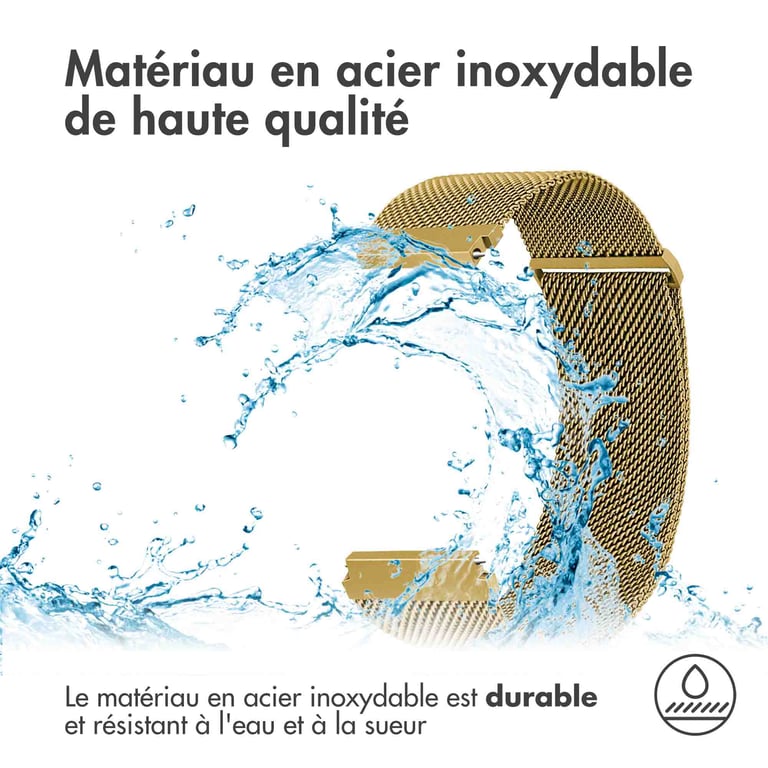 imoshion Bracelet magnétique milanais - Connexion universelle 22 mm - Taille M - Doré - Neuf