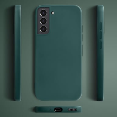 Moozy Lifestyle. Conçue pour Samsung S21 5G, Samsung S21, vert foncé – Coque en silicone liquide avec finition mate et doublure en microfibre douce.