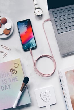 Câble USB-C vers Lightning certifié MFi Apple métallisé tressé Charge/sync (1M), Or Rose