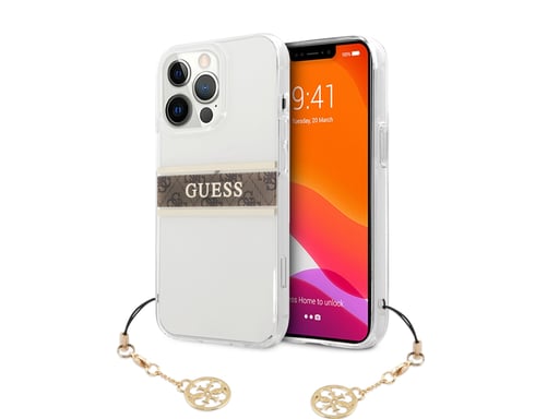 Coque pour Apple iPhone 13 Pro Stripe Charm avec breloque Marron
