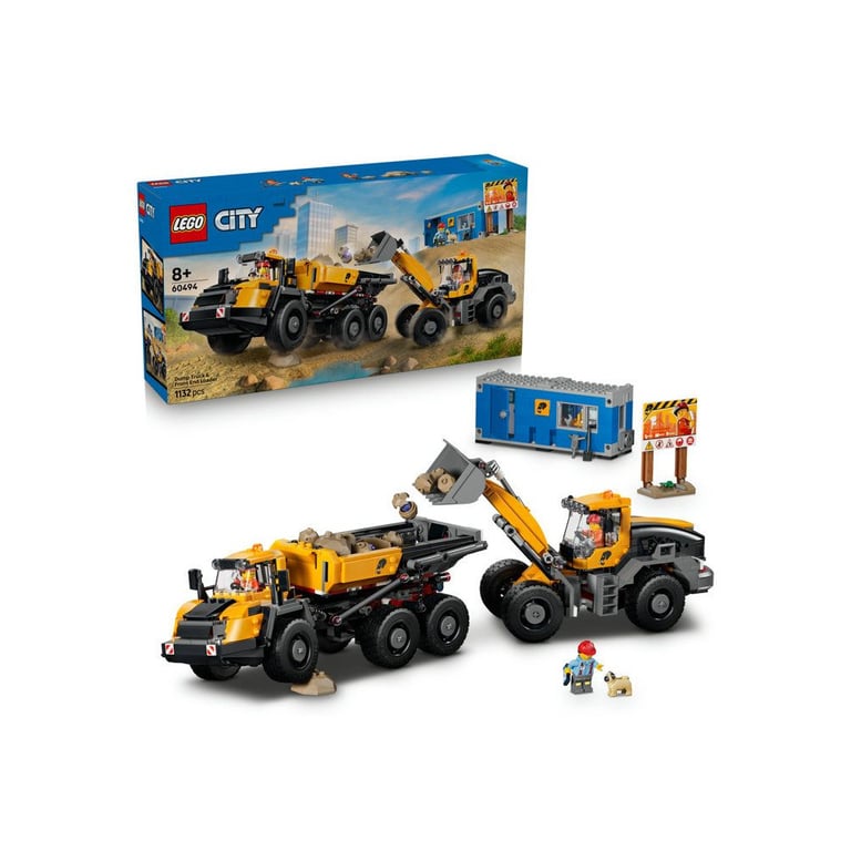 LEGO City 60494 Chargeuse frontale et Camion Benne 1132 pièces Noir Rouge - Neuf
