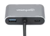 Manhattan 130691 station d'accueil Avec fil USB 3.2 Gen 1 (3.1 Gen 1) Type-C Gris