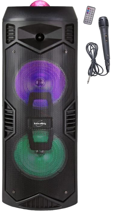 INOVALLEY KA112BOWL - Enceinte lumineuse Bluetooth 400W - Fonction Karaoké - 2 Haut-parleurs - Boule