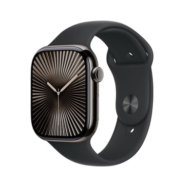 Apple Watch Series 10 (2024) GPS + Cellular, Boitier Titane Ardoise de 46mm avec bracelet Caoutchouc S/M, Noir