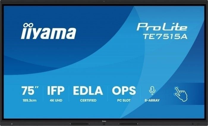 iiyama ProLite TE7515A B2AG 75 écran LCD rétro éclairé par LED signalétique numérique interactive avec écran tactile touch / ensemble de 8 microphones / possibilité de PC encastré en option 4K UHD 3840... - vue 4