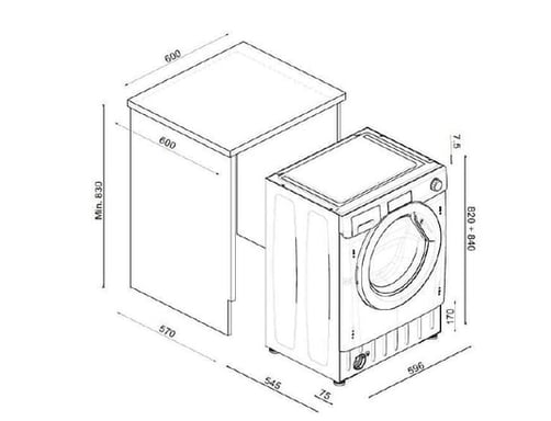 Lave linge sechant encastrable CBD 485 D1, Lavage 8kgs, séchage 5 kgs, 1400 tr/mn