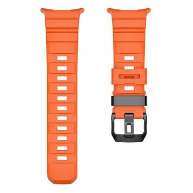 Bracelet de montre en silicone compatible avec Samsung Galaxy Watch Ultra 47mm, style sportif avec boucle noire Orange