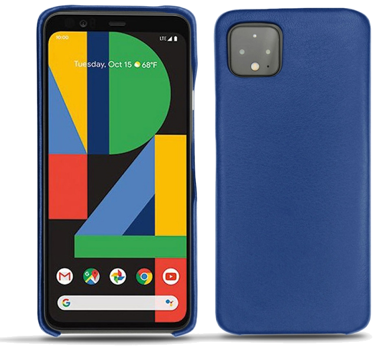 Coque cuir Google Pixel 4 - Coque arrièreBleu