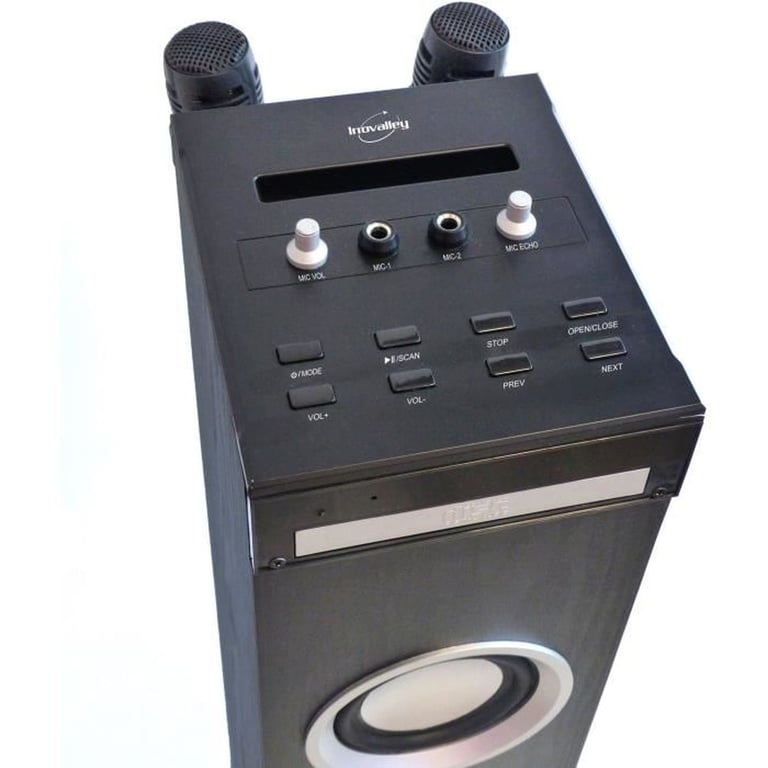 Tour de son HP49CD - Bluetooth Lecteur CD et fonction Karaoké - 100W - Radio FM - Port USB - Entrée aux-in - Noir - Neuf