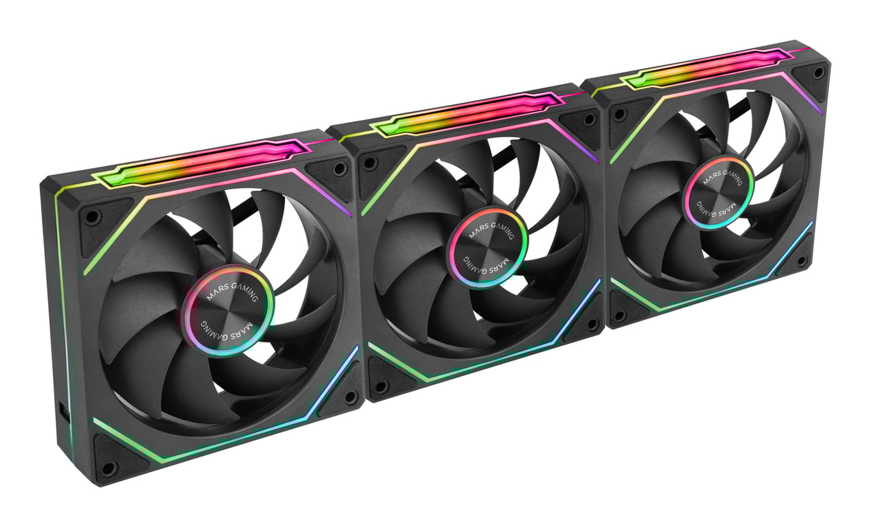 Ventilador suplementario Mars Gaming MF LINKFINITYKIT2 120mm 1800RPM con ARGB Linkfinity y conexión magnética - vue 3