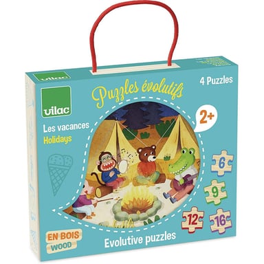 Juego de 4 puzzles progresivos para niños con temas navideños