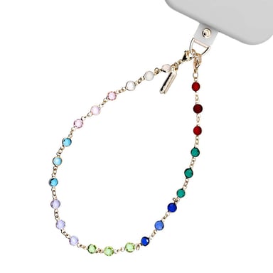 Dragonne pour Téléphone avec Pierres Précieuses Arc-En-Ciel Ultra Élégant Dorée