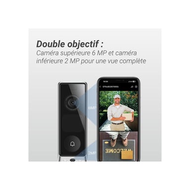 Carillon vidéo intelligent EZVIZ EP8 Ultra kit sonnette vidéo 160° Noir et argent 2 MP avec chime