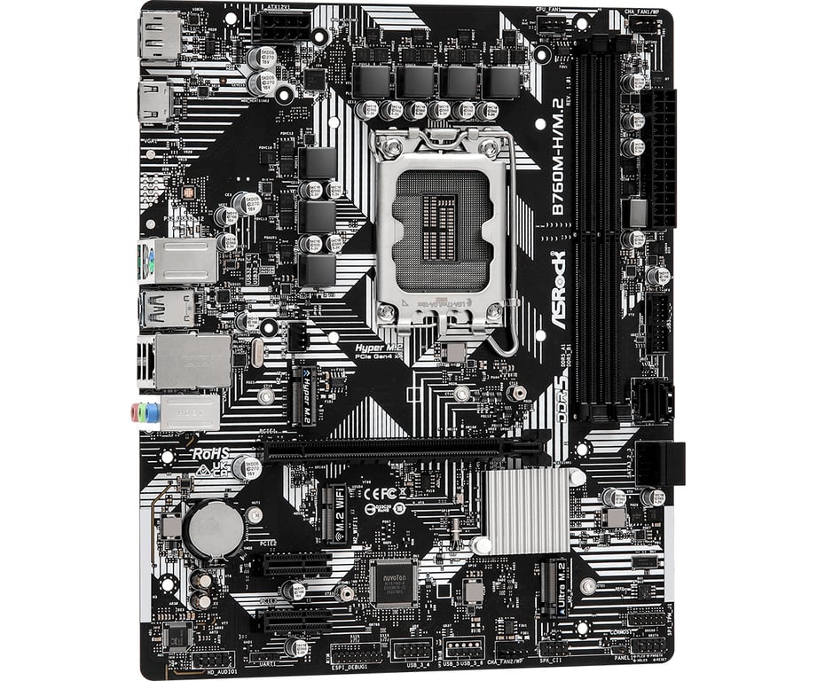 ASRock Asro B760M H/ .2 Intel B760 LGA 1700 carte mère micro ATX - vue 3