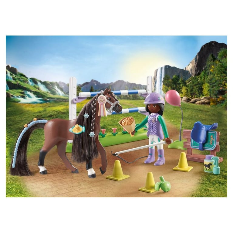 PLAYMOBIL 71355 Zoe & Blaze avec parcours d'obstacles, Horses of Waterfall, 67 pieces, Des 5 ans - Neuf