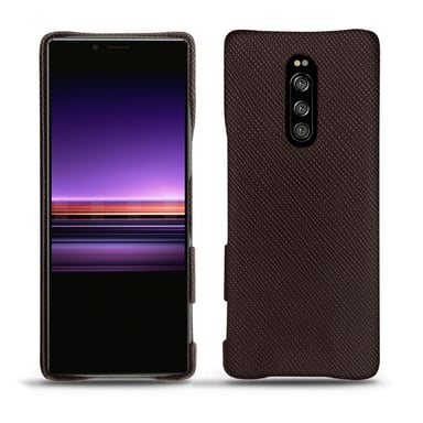 Coque cuir Sony Xperia 1 -  - Marron envoûtant ( Pantone #4e3629 ) - Cuir saffiano
