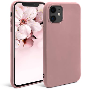 Moozy Custodia in silicone della serie Minimalist per iPhone 11, rosa beige - Sottile, morbida finitura opaca in TPU