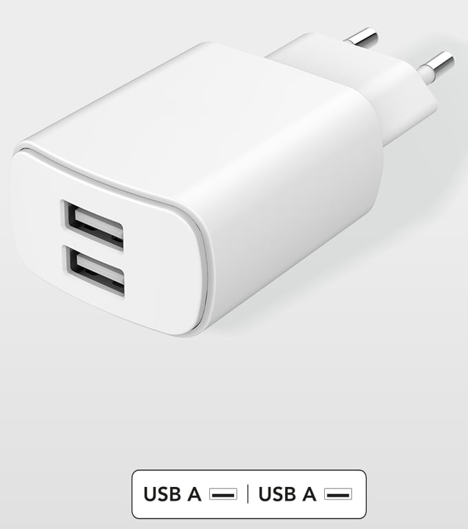 Cargador Doble USB A+A 4.8A (2.4+2.4A) IC Smart Flexible Home Charger  Blanco Solo Verde - Just Green