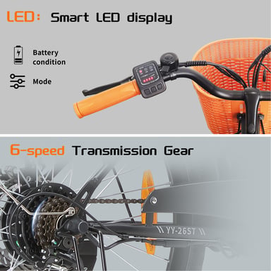 TTGO YY-26ST Bicicletta elettrica - Motore 250W Batteria 36V14.5AH Pneumatici 26 pollici Velocità massima 25 km/h Freni a disco meccanici - Bianco