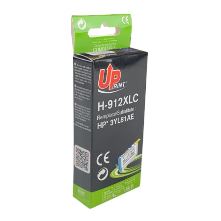 Uprint Cartouche Encre 912XLC Cyan (3YL81AE) Compatible avec HP OfficeJet Pro 8010 series / 8020 ser - Neuf