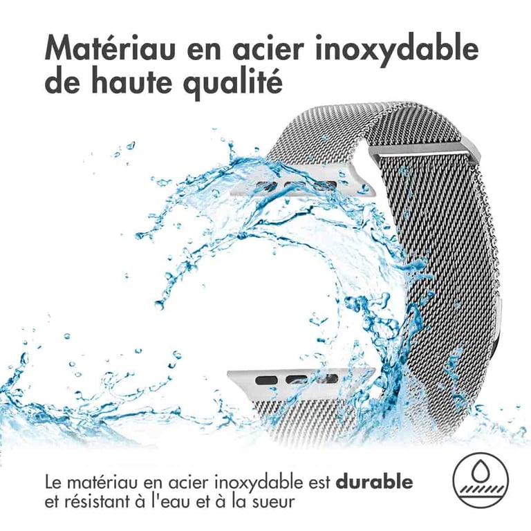 imoshion Bracelet magnétique milanais pour Apple Watch | 44/45/46/49 mm - Taille S - Argent - Neuf