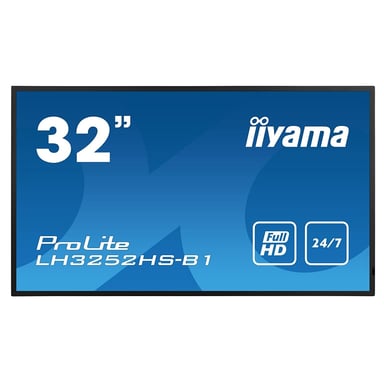 IIYAMA LFD 32 dalle IPS 24/7 1920x1080 DVI VGA 2xHDMI  2xHaut-parleurs 2xUSB 400cd/m² Paysage/port 8ms MediaPlayer VESA 200x200 LH3252HS-B1''