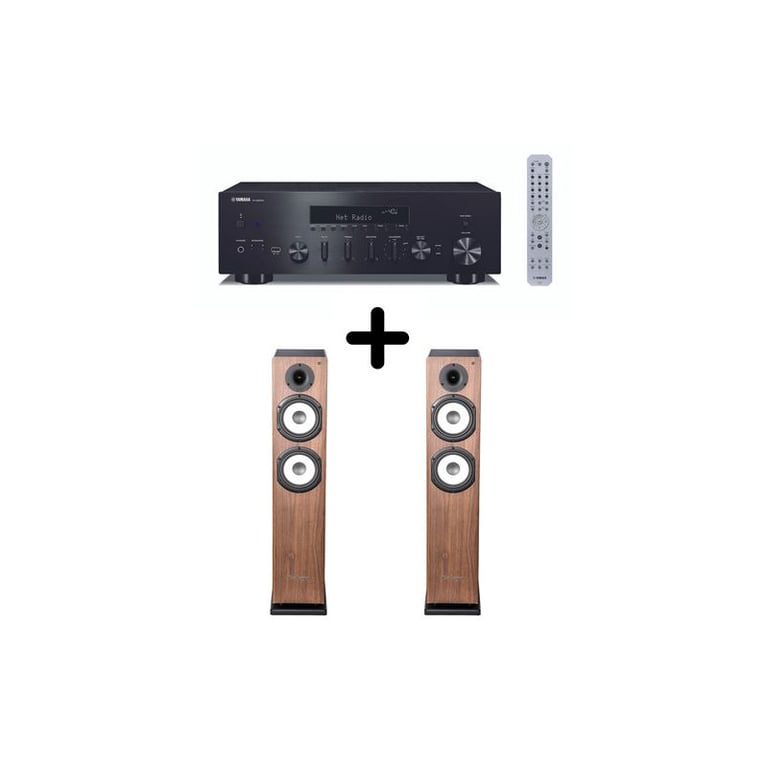 Amplificateur Hi Fi Yamaha R N600A + une paire d'enceintes colonne Cabasse Jersey MT322 Edition spéciale Noyer - vue 2