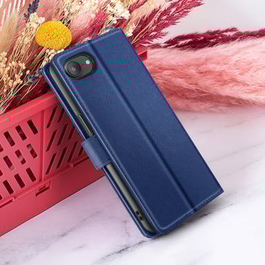 Étui Portefeuille pour iPhone 16e Support et Languette Magnétique Bleu nuit