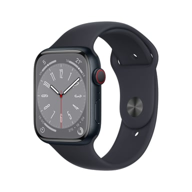 Watch Series 8 OLED 45 mm - Cassa in alluminio da mezzanotte - GPS + Cellulare - Banda sportiva - Mezzanotte