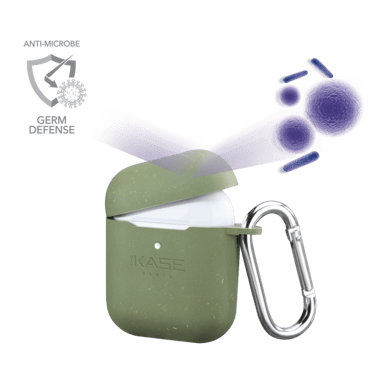 Casco antibacteriano vegano orgánico 100% cero residuos para los AirPods de Apple, verde oliva
