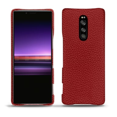 Coque cuir Sony Xperia 1 -  - Rouge - Cuir grainé