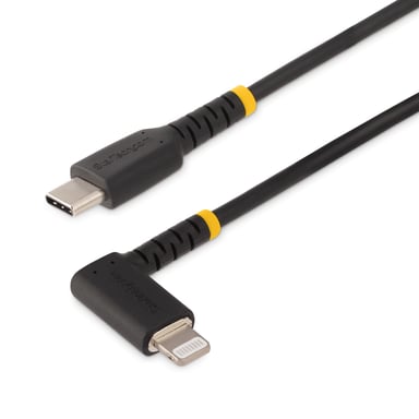 StarTech.com Cavo da USB-C a Lightning da 1 m - Cavo di ricarica/sincronizzazione da USB Type-C a Lightning ad angolo retto in fibra aramidica - Caricatore da USB C a Lightning - Certificato Apple Mfi - Cavo da USB C a iPhone