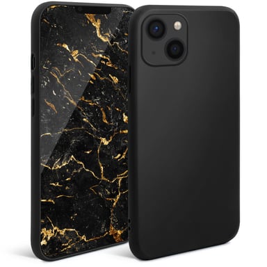 Moozy Minimalist Series Coque en silicone pour iPhone 13 Mini, noir – Finition mate légère, coque de protection fine et souple en TPU avec surface mate