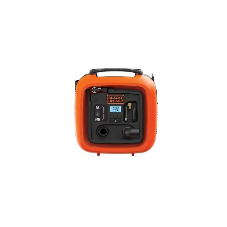 Gonfleur pour pneus BLACK+DECKER ASI400-XJ 12V avec réglage digital 160 l/min 11 bar Orange et noir - Neuf