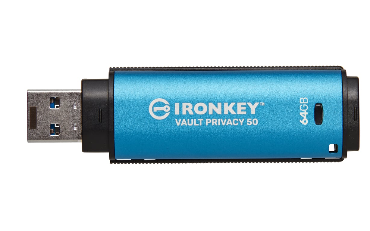 Kingston Technology IronKey Vault Privacy 50 unidad flash USB 64 GB USB tipo A 3.2 Gen 1 (3.1 Gen 1) Negro, Azul