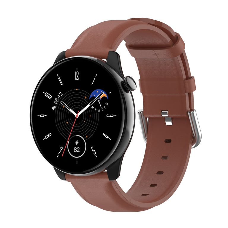INF Bracelet De Montre En Cuir Véritable Brown 22 Mm Samsung Galaxy Watch 3 45 Mm/gear S3 Classic, Frontier, Huawei Watch Bu Marron - vue 4