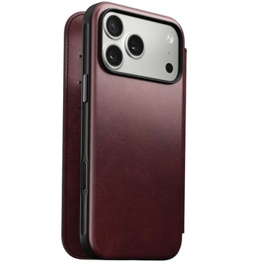 Nomad Funda Cartera para iPhone 17 Pro Max MagSafe en Cuir Horween Serie Modern Rojo burdeos