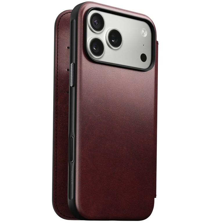 Nomad Funda Cartera para iPhone 17 Pro Max MagSafe en Cuir Horween Serie Modern Rojo burdeos - Nuevo