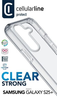 Cellularline Clear Strong - Galaxy S25+ Coque rigide avec bords en caoutchouc Samsung Galaxy S25+